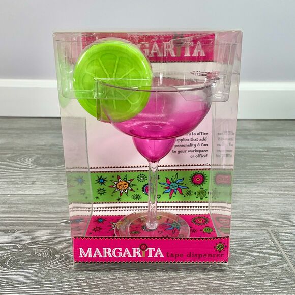 Margarita Tape Dispencer Bright Pink Neon Green Lime Quirky Office Decor - NEW! - Picture 1 of 10